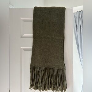Anthropologie Forest Green Fringe Scarf